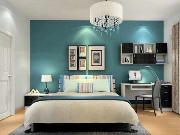 Teal and Grey Bedroom