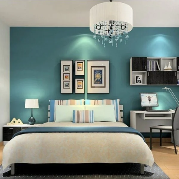 Teal and Grey Bedroom