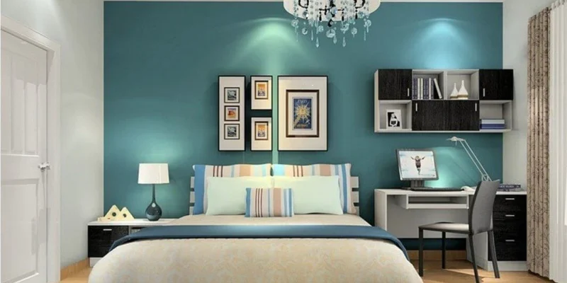 Teal and Grey Bedroom