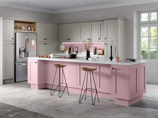 Pink and Grey Kitchen