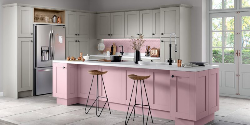 Pink and Grey Kitchen