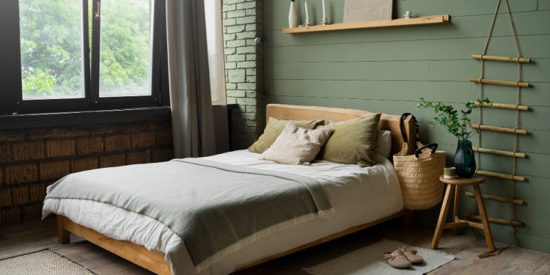 Dark Green and Grey Bedroom