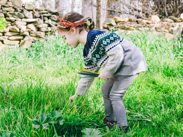 hacks through grass that's kept down